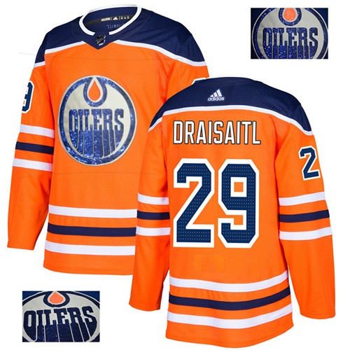 Adidas Oilers #29 Leon Draisaitl Orange Home Authentic Fashion Gold Stitched NHL Jersey